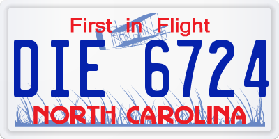 NC license plate DIE6724