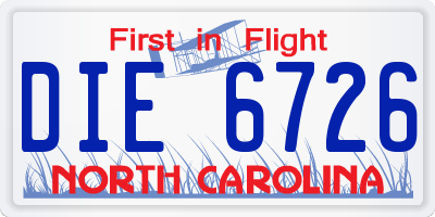 NC license plate DIE6726