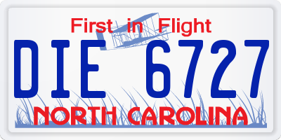 NC license plate DIE6727