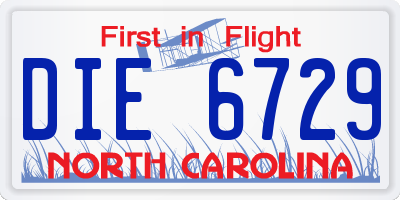 NC license plate DIE6729