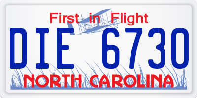NC license plate DIE6730