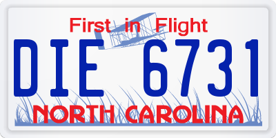 NC license plate DIE6731