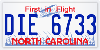 NC license plate DIE6733
