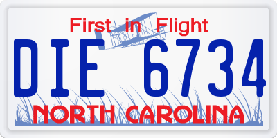 NC license plate DIE6734