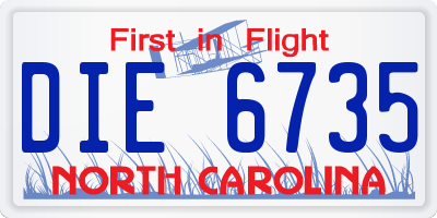 NC license plate DIE6735