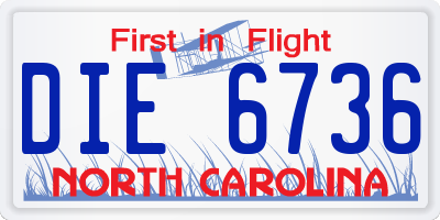 NC license plate DIE6736