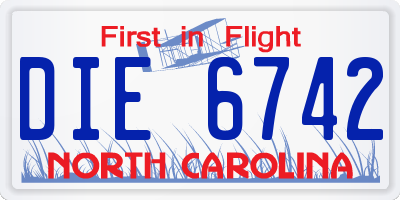 NC license plate DIE6742