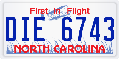 NC license plate DIE6743