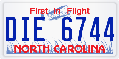 NC license plate DIE6744