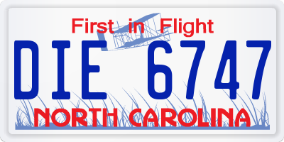 NC license plate DIE6747