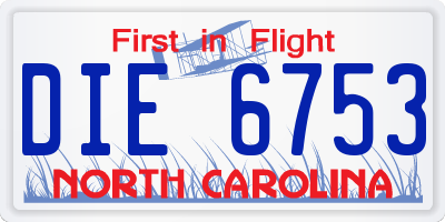 NC license plate DIE6753