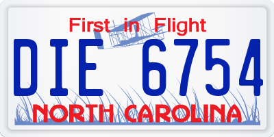 NC license plate DIE6754
