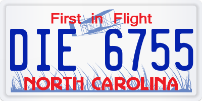NC license plate DIE6755
