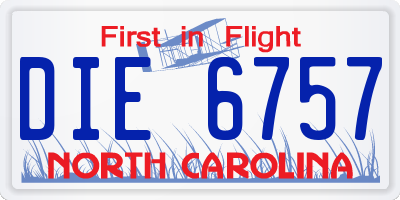 NC license plate DIE6757