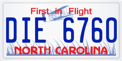 NC license plate DIE6760