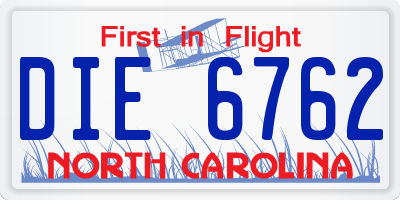 NC license plate DIE6762