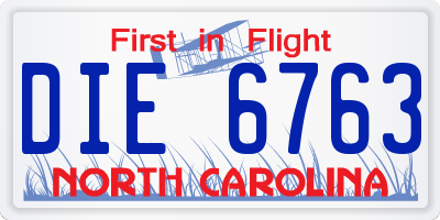 NC license plate DIE6763