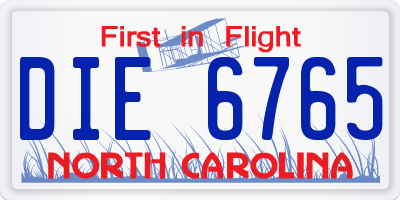 NC license plate DIE6765