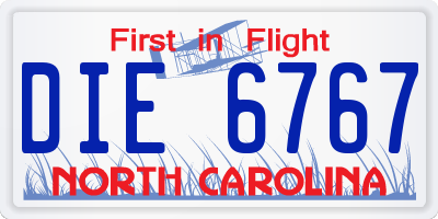 NC license plate DIE6767