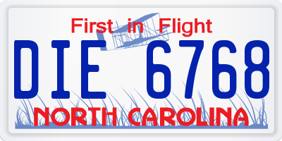 NC license plate DIE6768
