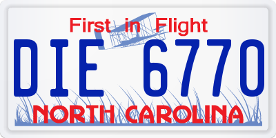 NC license plate DIE6770