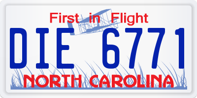 NC license plate DIE6771