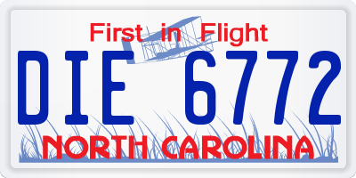 NC license plate DIE6772