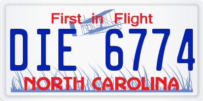 NC license plate DIE6774