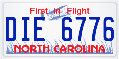 NC license plate DIE6776