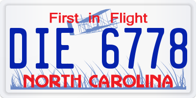 NC license plate DIE6778