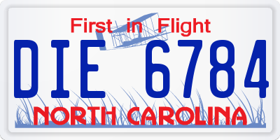 NC license plate DIE6784