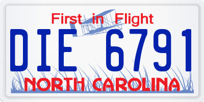 NC license plate DIE6791