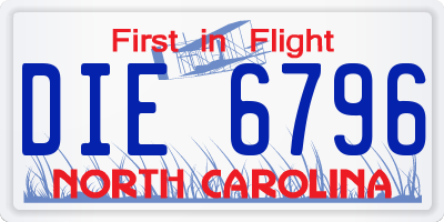 NC license plate DIE6796