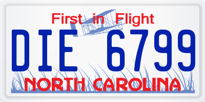 NC license plate DIE6799