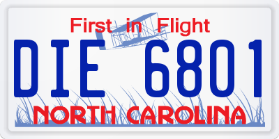 NC license plate DIE6801