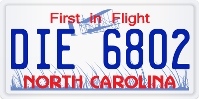 NC license plate DIE6802