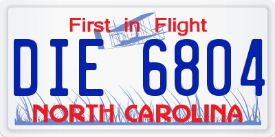 NC license plate DIE6804