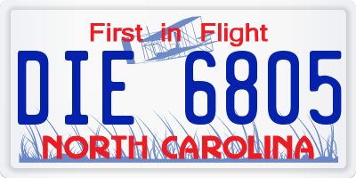 NC license plate DIE6805