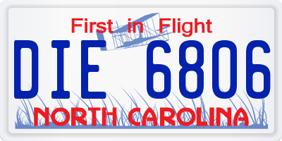 NC license plate DIE6806