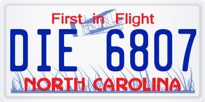 NC license plate DIE6807