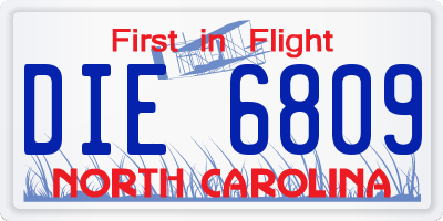 NC license plate DIE6809