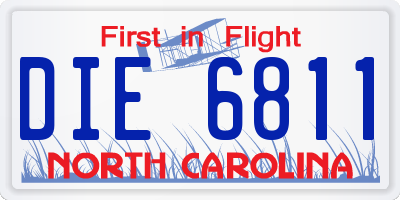 NC license plate DIE6811