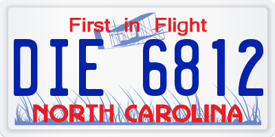 NC license plate DIE6812