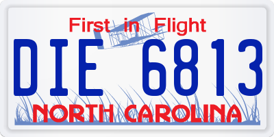 NC license plate DIE6813