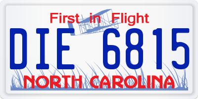 NC license plate DIE6815
