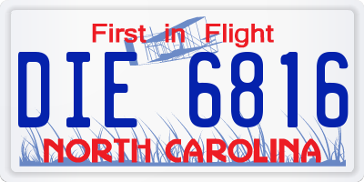 NC license plate DIE6816