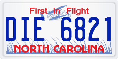 NC license plate DIE6821