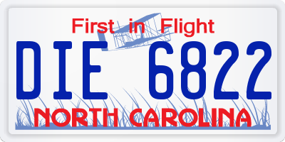 NC license plate DIE6822