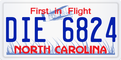 NC license plate DIE6824
