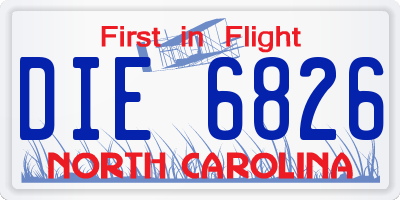 NC license plate DIE6826